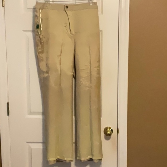 Lauren Ralph Lauren Women’s Tan Lined Linen 100% Linen Wide Leg Trousers Size 14 - Picture 14 of 14